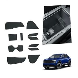 BIBIBO 11Pc Car Gate Slot Mats for 2025 Nissan Kicks S SV SR Accessories Black